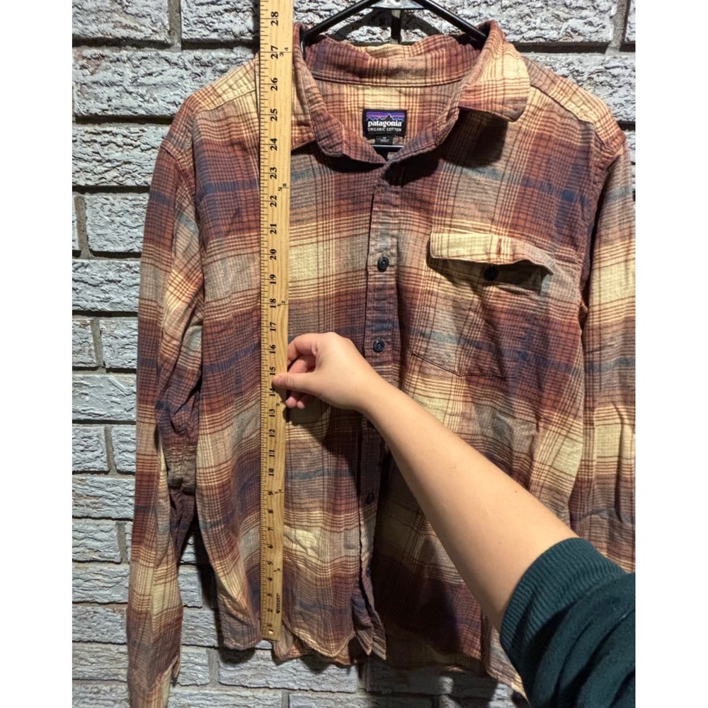 Patagonia Mens Fjord Flannel Organic Cotton Plaid Shirt Orange Yellow Size M - Picture 3 of 9
